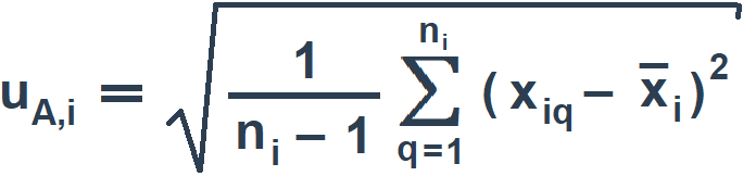 Формула расчета стандартной неопределенности единичного измерения i-й входной величины