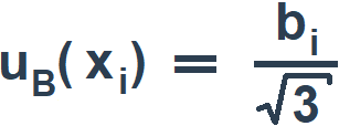 Формула стандартной неопределенности, вычисляемой по типу В, для симметричных границ